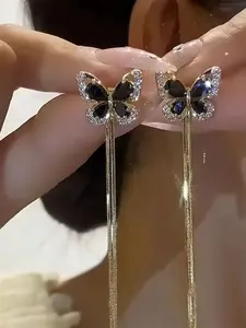 Elegant Butterfly Earrings with Sparkling Cubic Zirconia, Perfect Gift for Birthday Christmas Anniversary Valentine's Day, All Seasons, Gift Ready