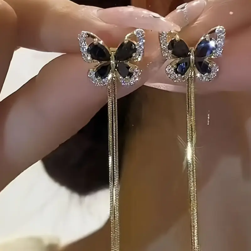 Elegant Butterfly Earrings with Sparkling Cubic Zirconia, Zirconia Butterflies, Perfect Gift for Birthday Christmas Anniversary Valentine's Day, All Seasons, Gift Ready, Unique Design Shining CZ Earrings