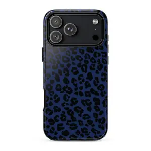 NAVY LEOPARD Phone Case | Moody Blue Leopard Print | Chic Trendy iPhone 17 16 15 14 13 Pro Max MagSafe