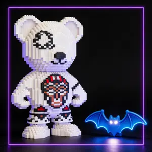 Monkey Mask Creative Bear 3D Puzzle Building Block Ornament, Home Office Bookshelf Decor, Party Decoration, Ideal Gift for Holidays