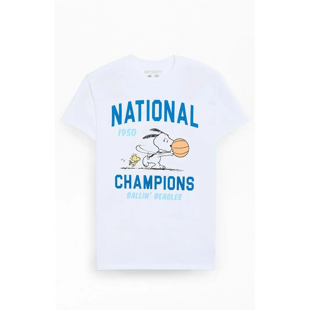 Riot Society Men's Peanuts Basketball Champions T-Shirt - Multicolor