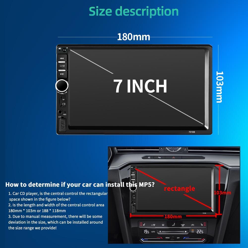 Double Din Car Stereo Car Radio with Bluetooth 7 Inch Touch Screen FM Radio Link USB 2 Din Car Audio Receiver Remote Control Steering Wheel Control Backup Camera