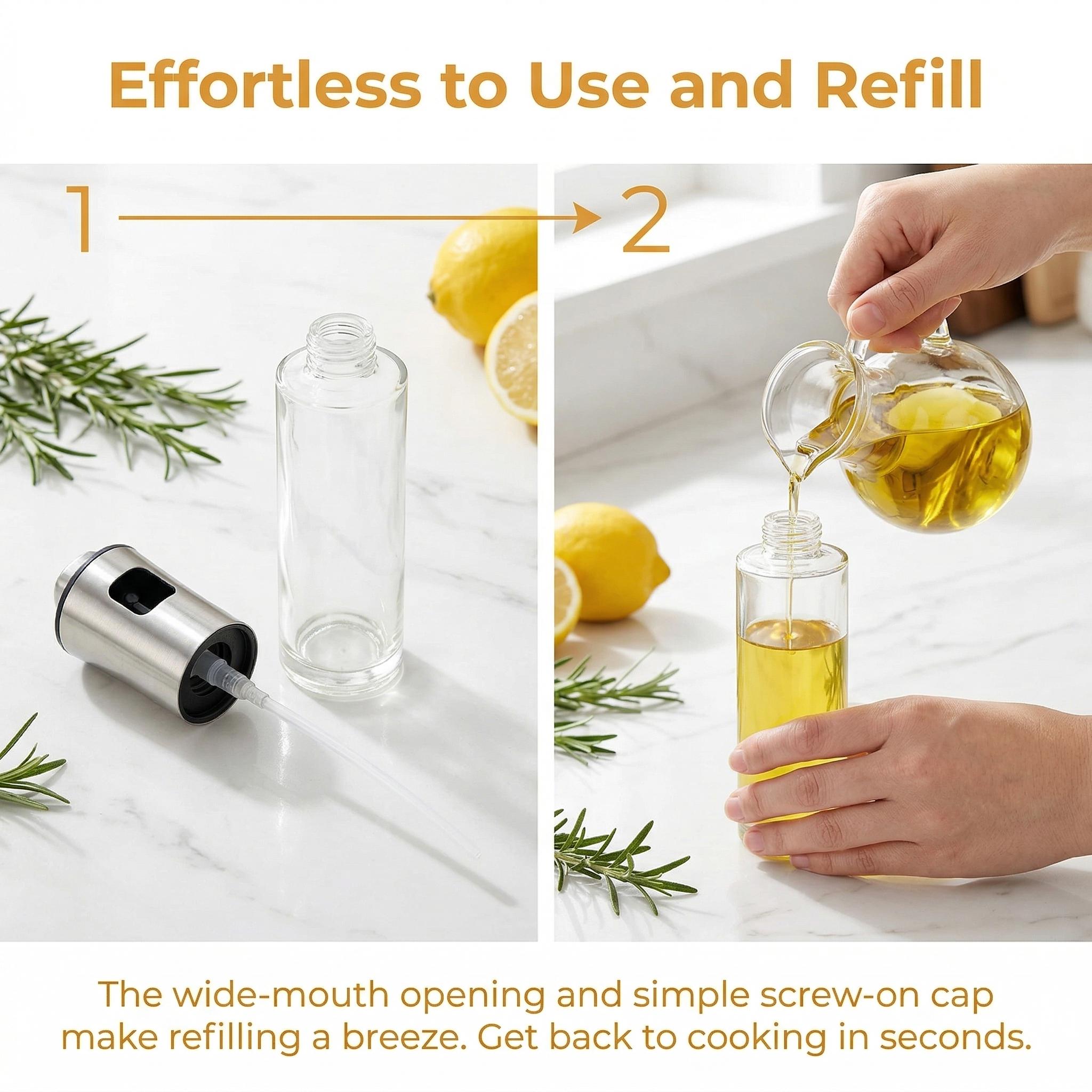 100ml Clear Olive Oil Spray Bottle, Oil Dispenser With Funnel, Kitchen Oil Sprayer For Cooking Baking Grilling Utensils-MM