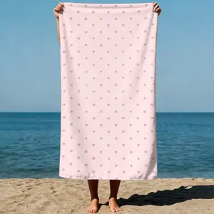 Pink polka dots on a light pink background, minimalist and soft pastel art style. Sand-Free Beach Towel | Ultra-Light Microfiber | Quick-Dry, Compact for Travel