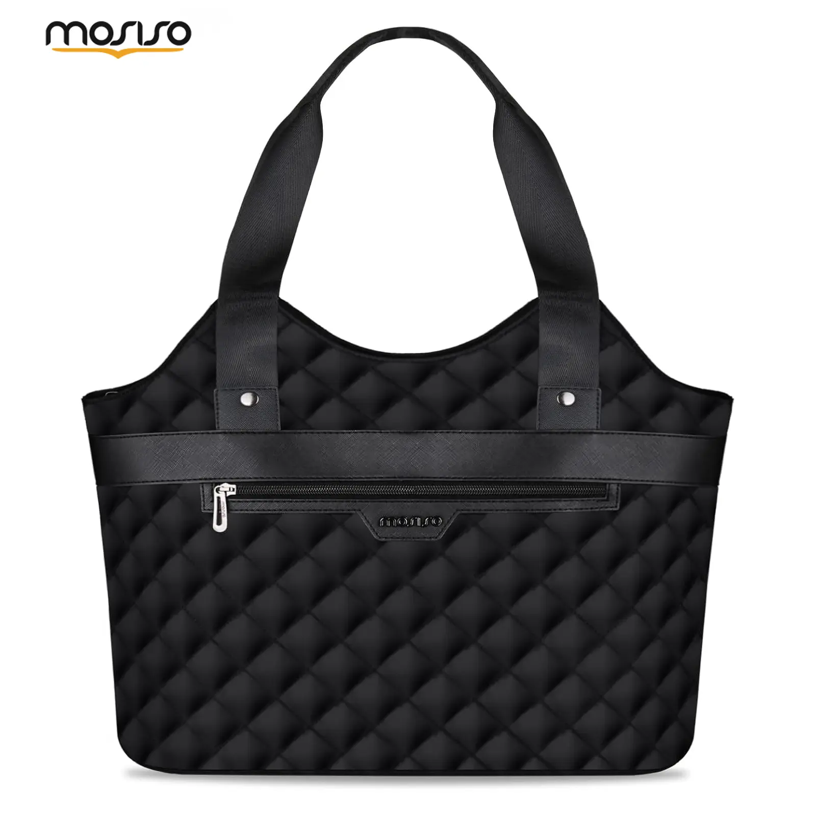 MOSISO Quilted Laptop Tote for Women, Multi-Compartment Polyester Shoulder Bag with Padded Sleeve for 15.6 Inch Laptops, Stylish 9 to 5 Fashion Commuter Bag for Work & Travel, Commuter Bags
