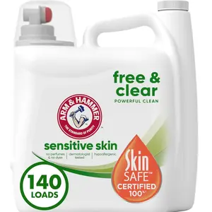 Arm & Hammer Sensitive Skin Free & Clear, 140 Loads Liquid Laundry Detergent, 140 Fl oz