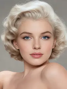 Lady's Platinum Short Curly Wig — Soft Wavy Cosplay Hairstyle with Mesh Fit Design, Made of Gentle Skin-Friendly Synthetic Fiber, Suitable for Daily Wear, Valentine's Day, Easter Cosplay, and All Light-Themed Styling (Special Limited Edition Series) Wig