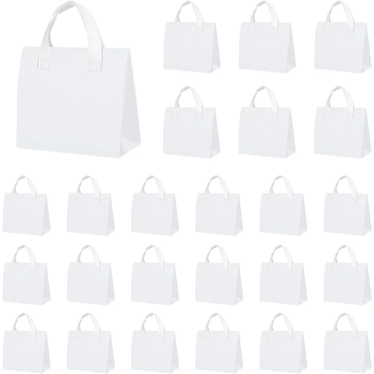 25 count Insulated Take Away Bags Bulk 6 x 9.5 x 10 Inch Thermal Take Out Bag Thermal Insulation  Bag Insulation Cooler Bags Disposable for Hot and Cold Frozen ,  Delivery(White)