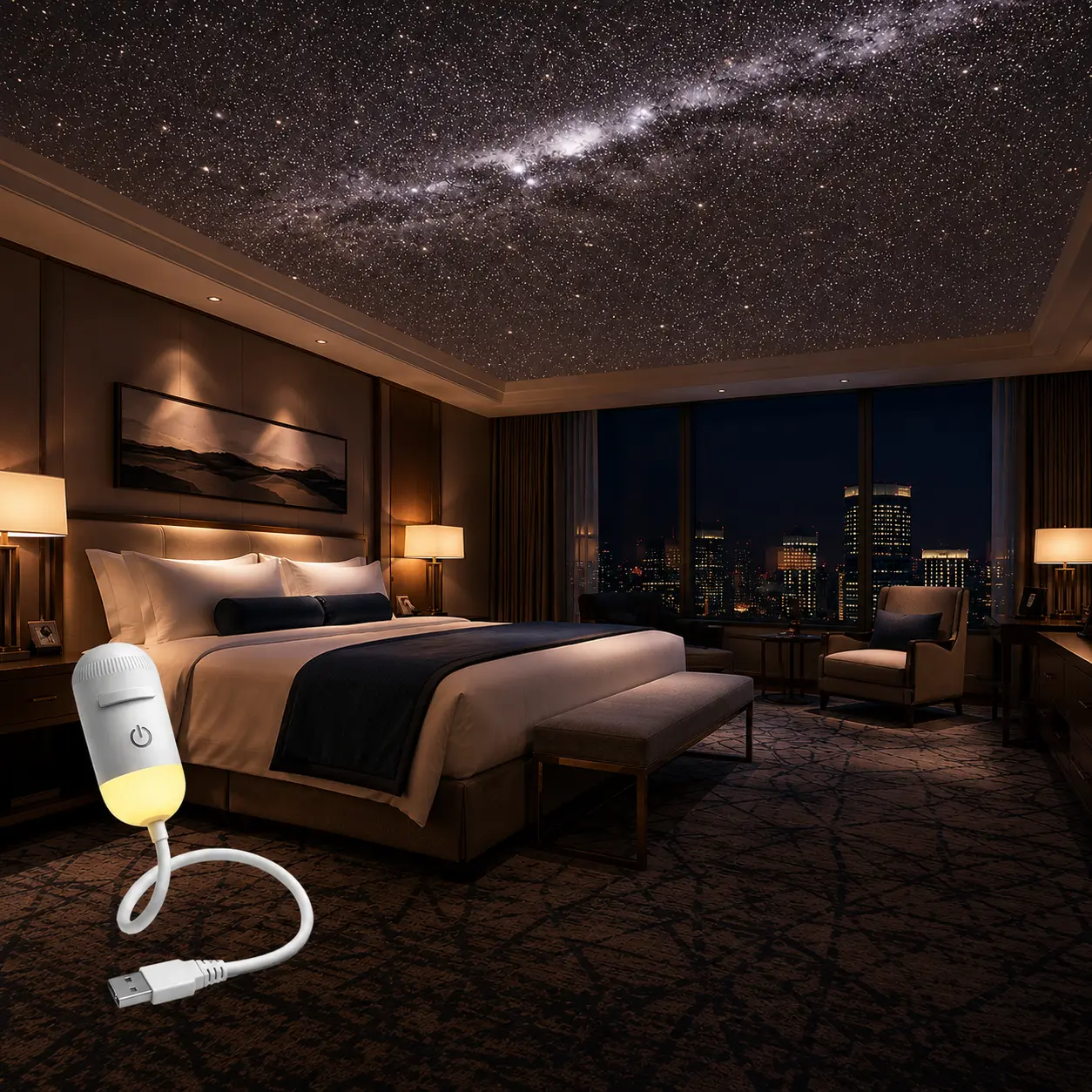 Galaxy Projector Night Light, 2-in-1 USB Starry Sky Projector for Bedroom Ceiling Decor, Hallway Ambient Light and Home Decor