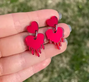 Shiny Red Melty Heart Earrings