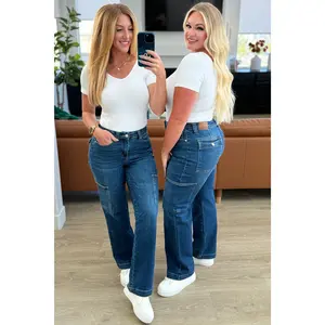 Leila High Rise Cargo Straight Jeans