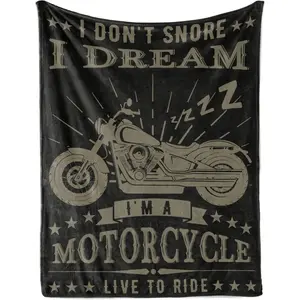 InnoBeta Motorcycle Gifts for Men, Throw Blanket for Motorbike Lover Biker Rider for Father's Day, Christmas, Birthday - I Don't Snore I Dream I'm A Motorcycle (50x65 inches)