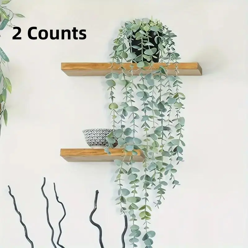 2 Counts Artificial Hanging Plants, Eucalyptus Leaf Vine Fake Pottery Set, Artificial Eucalyptus Leaves, Artificial Eucalyptus Plant Hanging Plants Wall Decoration, Indoor and Outdoor Shelves Decoration, Home Decorative Decoration, Office Decoration