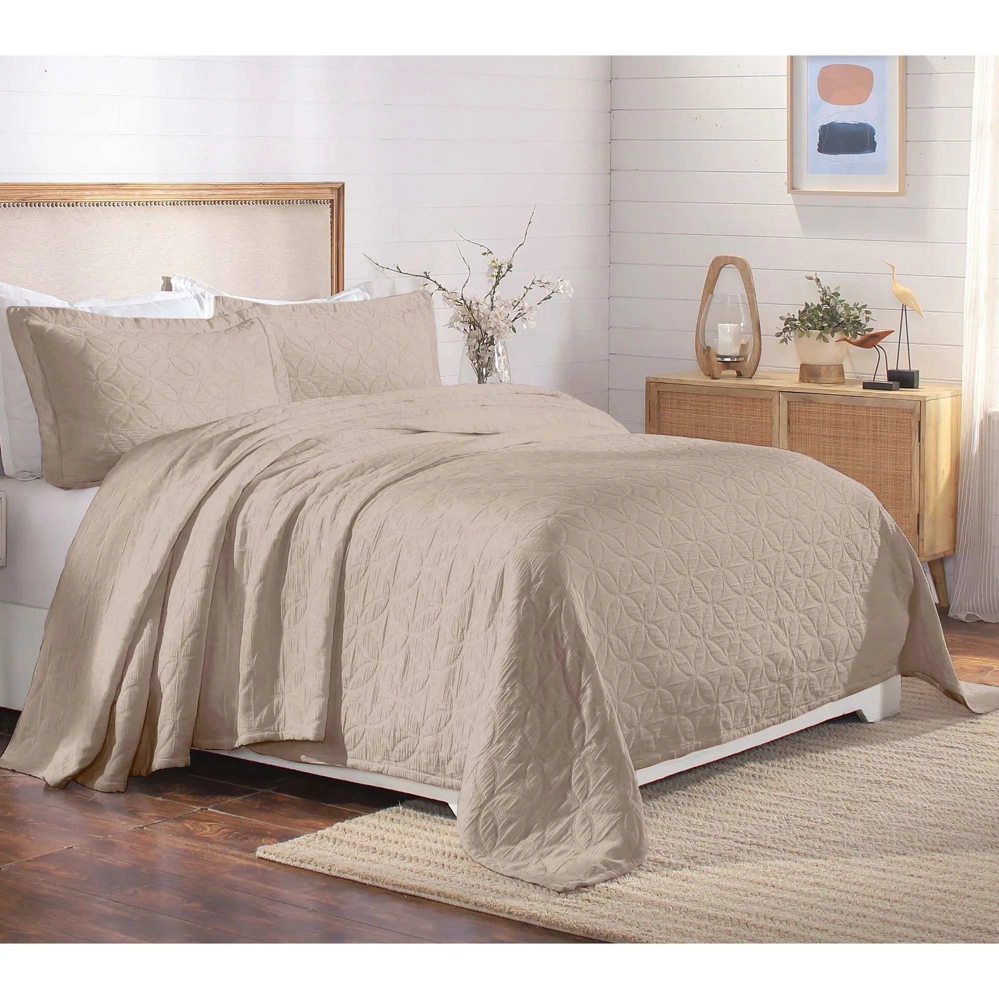 Superior Serenity Cotton Matelasse Weave Bedspread Set- Queen