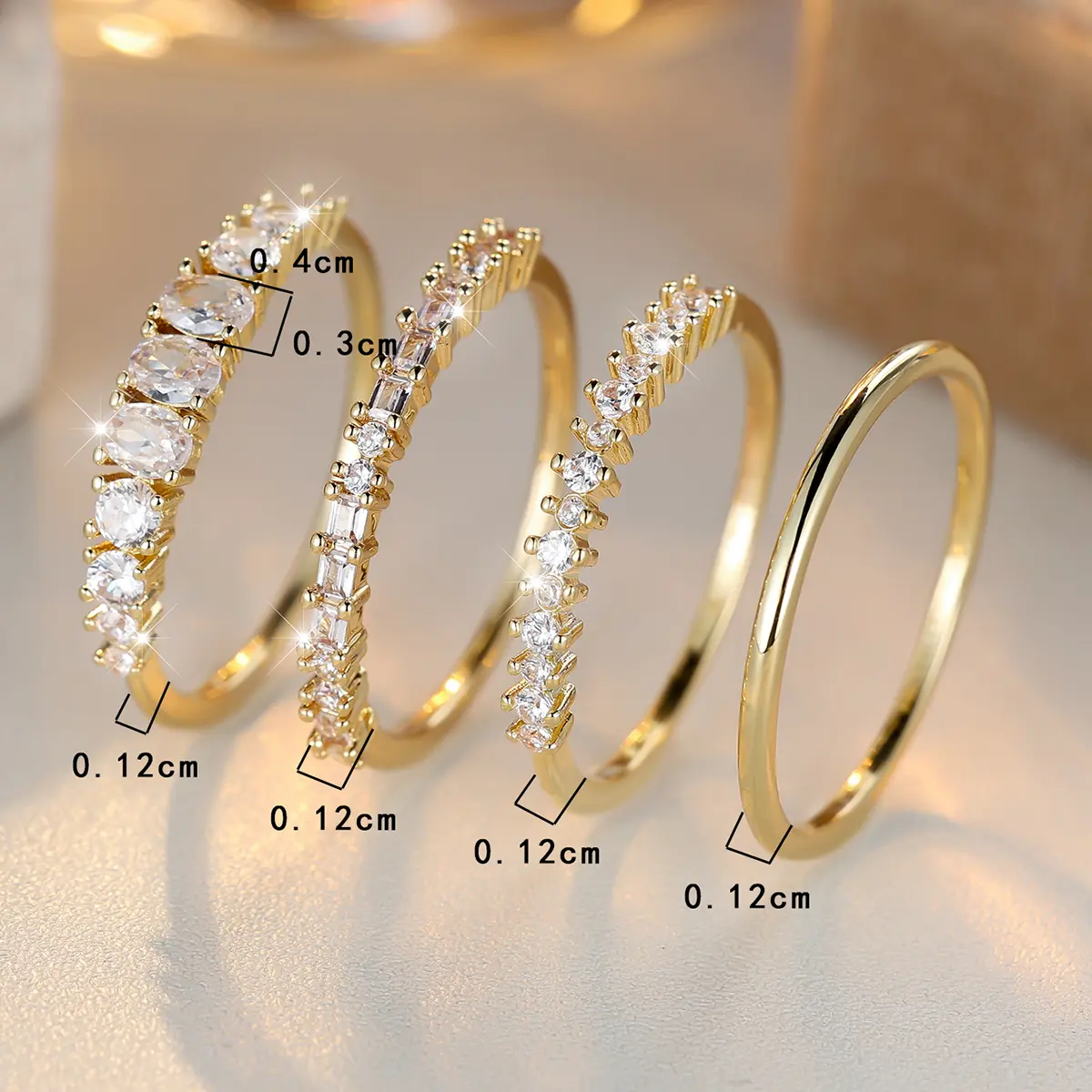 Exquisite Ring Set for Women, Stackable Rings for Birthday Gifts, Perfect for Daily Use, promise ring gf Stylish Jewelry Accessories Copper Inlaid Zircon engagement rings women
