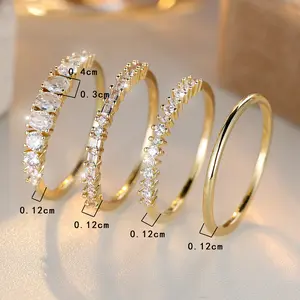 Exquisite Ring Set for Women, Stackable Rings for Birthday Gifts, Perfect for Daily Use, promise ring gf Stylish Jewelry Accessories Copper Inlaid Zircon engagement rings women