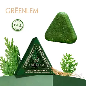 GREENLEM Anti Hair Loss Shampoo Bar – DHT Blocker with Polygonum, Ginseng & Tea Tree, Strengthens Roots, Reduces Hair Fall, for Thinning Hair, Sulfate-Free, Herbal Hair Growth Soap 120g Haircare Cleansing Conditioner Biotin Hair Conditioner Bar