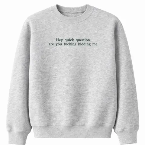 Hey Quick Question Embroidered Sweatshirt
