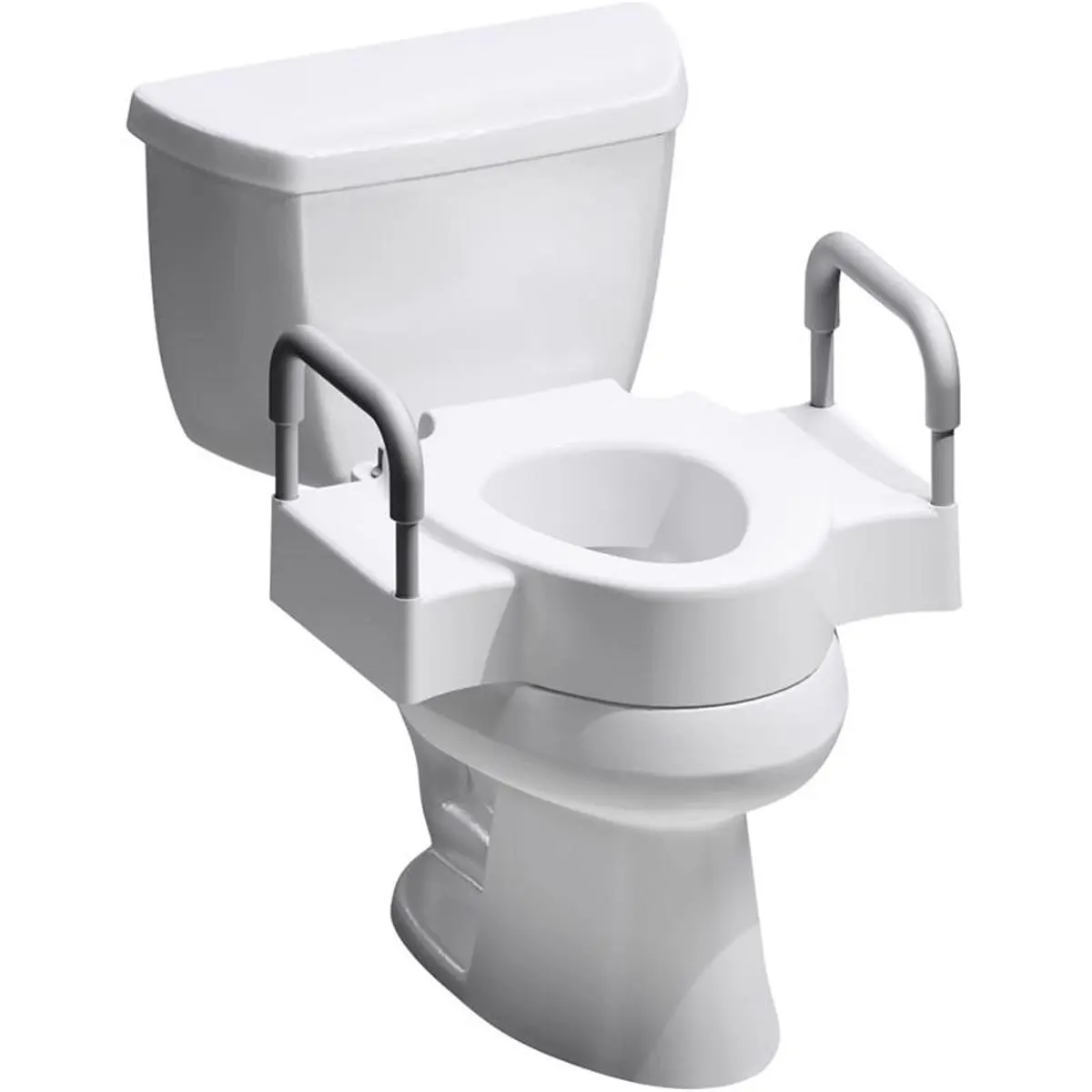 Clean Shield Polypropylene Toilet Riser - White Gloss Finish Plastic, 3 in. Elevation, Closed Front, Elevated Hinges, Support Arms, 6.98 lbs, 1,000 lb Tested, Fits Round & Elongated Toilets, Secure Installation, Tested To 1,000 Pounds, Two Independent Loc