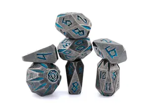 7-Piece Solid Metal Polyhedral Dice Set, Stonehenge-Themed for DnD, Ancient-Look RPG Dice with Weighted Roll, Durable for Tabletop Games