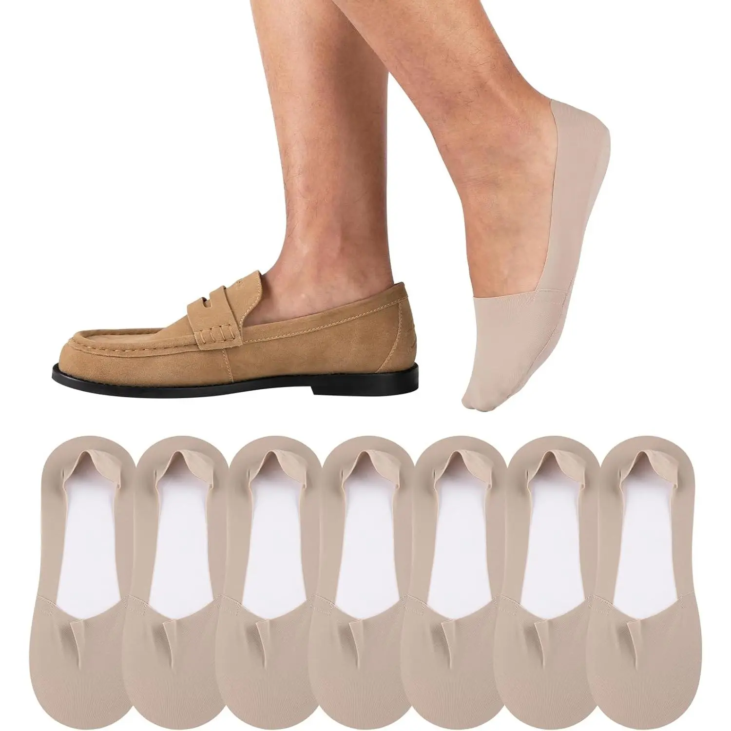 7 Pairs Mens No Show Socks Non Slip Low Cut Liner Socks Casual Thin Invisible Socks for Flat Boat