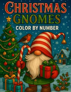 Christmas Gnomes Color By Number Coloring Book: Cute Christmas Winter Season Gnomes Coloring Book For Adults, Seniors & Kids