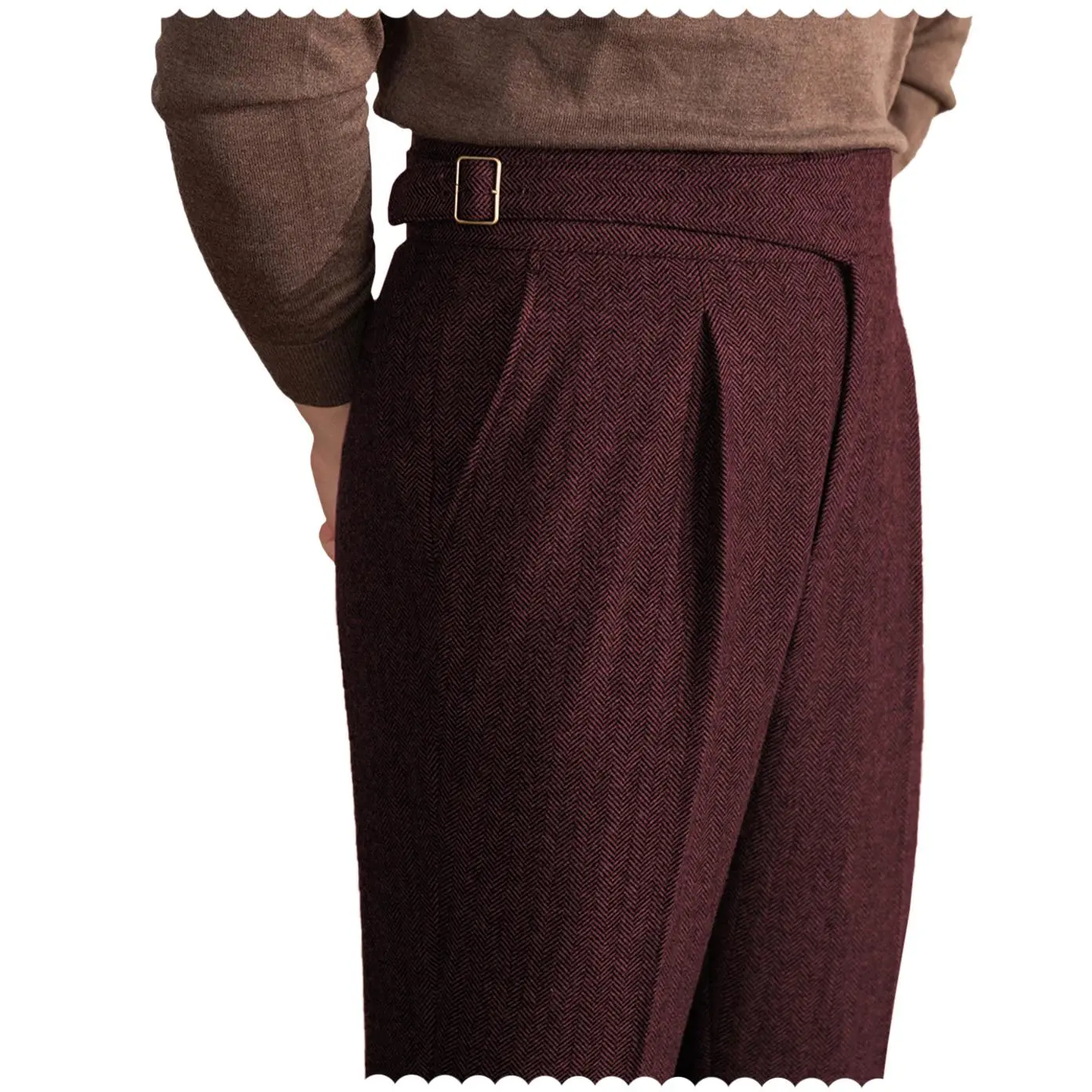 Men's Rtero Herringbone Tweed Wool-Polyester Blend Dress Pants: Elevate Formal & Smart-Casual Styles for Business, Weddings & Daily Polished Looks, Comfortable, Relaxed Fit, Classic