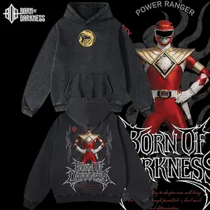 BOD - Red Ranger Power Rangers Vintage Unisex Oversize Power Rangers Washed Cotton T-shirt Hoodie, Graphic Tee, Power Rangers Lover, Power Rangers Merch Fan, Outfits Men, Boys Merch Top