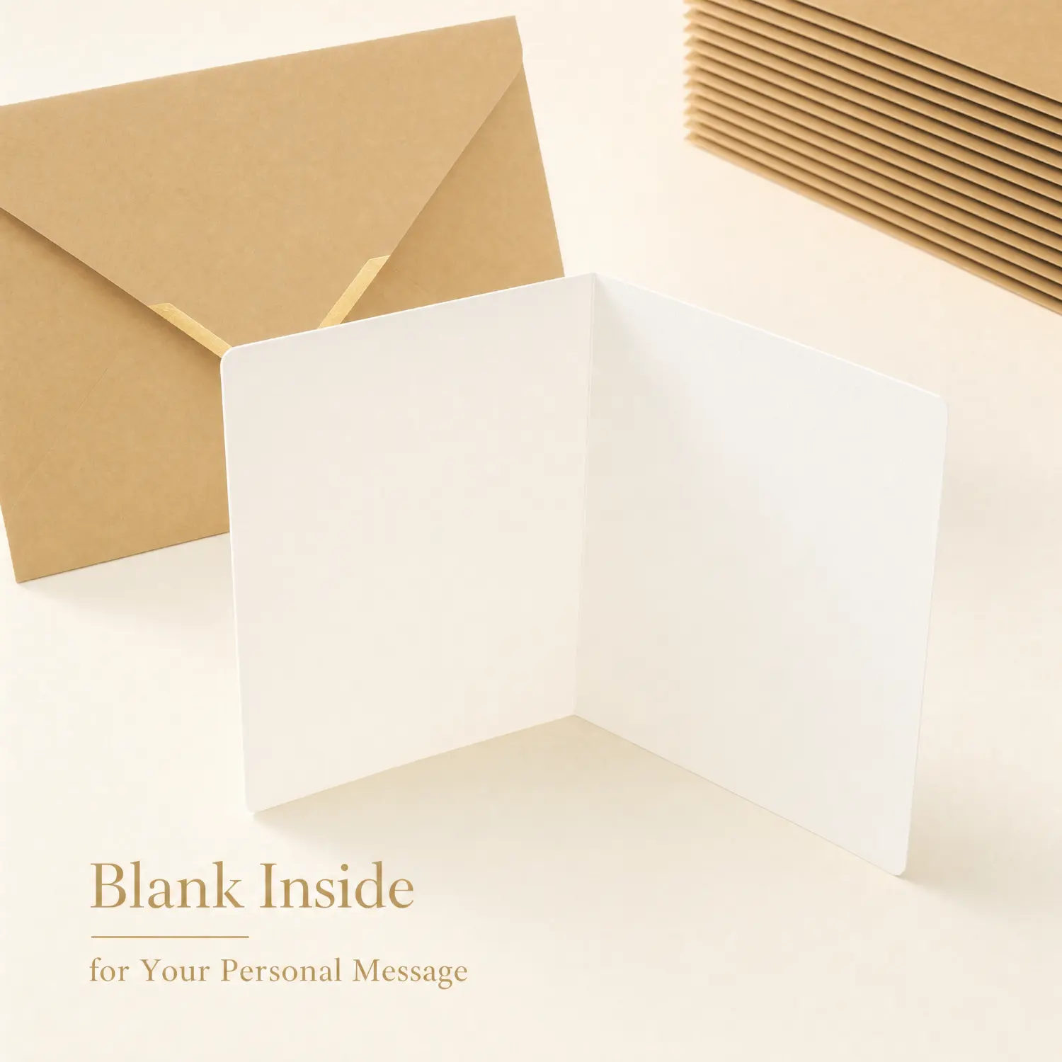 Embossed Foil Blank Thank You Greeting Cards with Envelopes for Business Wedding Baby Shower Bridal Shower Graduation Customer Appreciation, Minimalist, White Set
