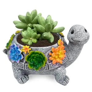 Cute sea turtle–shaped succulent potted plant; resin sea turtle statue planter; suitable for indoor and outdoor use; ideal for outdoor decoration; perfect for home, office, and birthday celebrations; highly decorative.