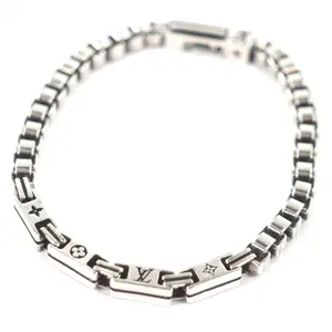 Pre-owned Louis Vuitton Sterling Silver 925 (Ag925) Small Leather Goods LV Tailor AG925 Bracelet