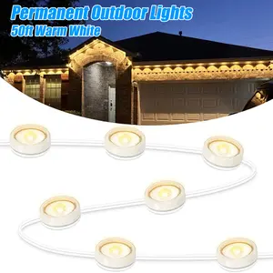 Christmas Lights Outdoor Permanent Outdoor Lights 50ft 36 Warm White Bulbs 2700K IP65 Waterproof 1500Lumen Easy Installation with 3M Adhesive & Screws for Patios Gardens white house lights