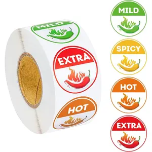 800 count 4 Level Spicy  Stickers Chili   Caution Labels for Grocery Store Restaurant  Deli Tags Self Adhesive Peel Off and Paste1.5inch Circular