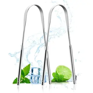 Stainless Steel Tongue Scraper (2 Pack), Tongue Cleaner to Reduce Bad Breath, Tongue Scrapers for Adults & Kids, 100% Stainless Steel Metal Tongue Scrubber Set for Oral Care & Easy to Use