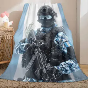 Tactical Soldier Flannel Blanket Guatemala Flag Print UltraSoft Lightweight Breathable Fabric Ideal For Military Enthusiasts Camping Trips Cozy Living Room Lounging Heroic Home Decor Gift
