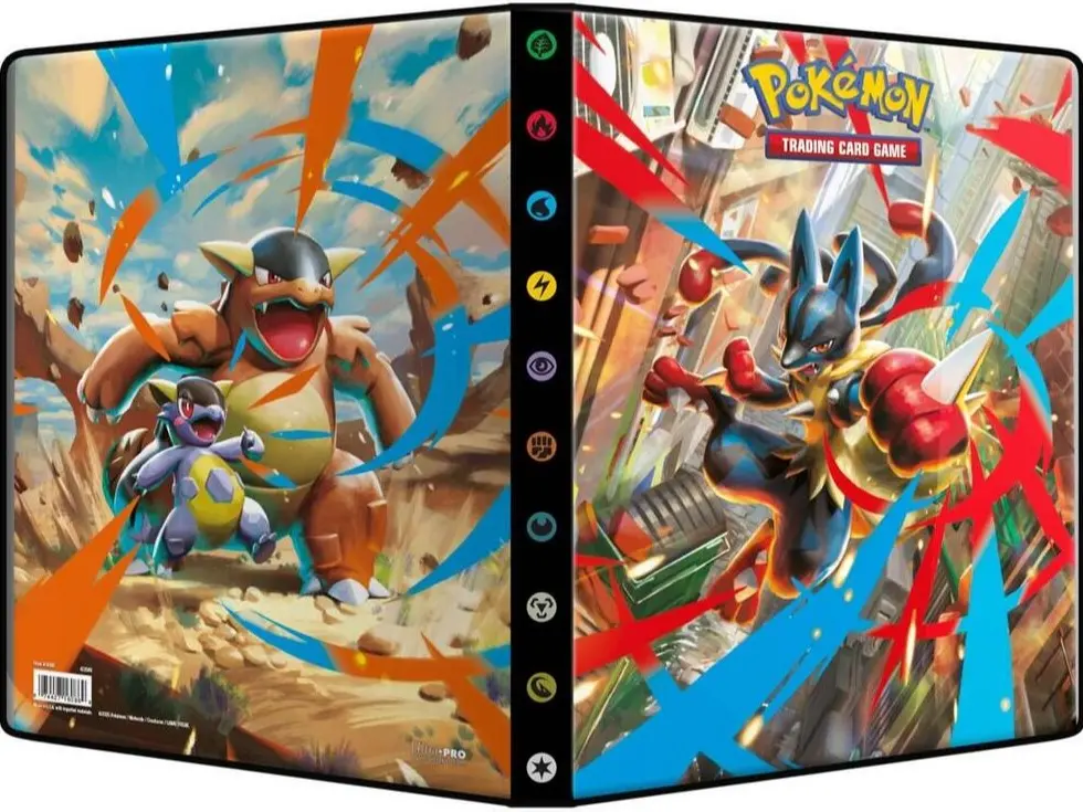 Pokemon Mega Evolution: Perfect Order - 9-Pocket Portfolio Trading Card Binder Mega Lucario and Mega Kangaskhan holds 525 cards