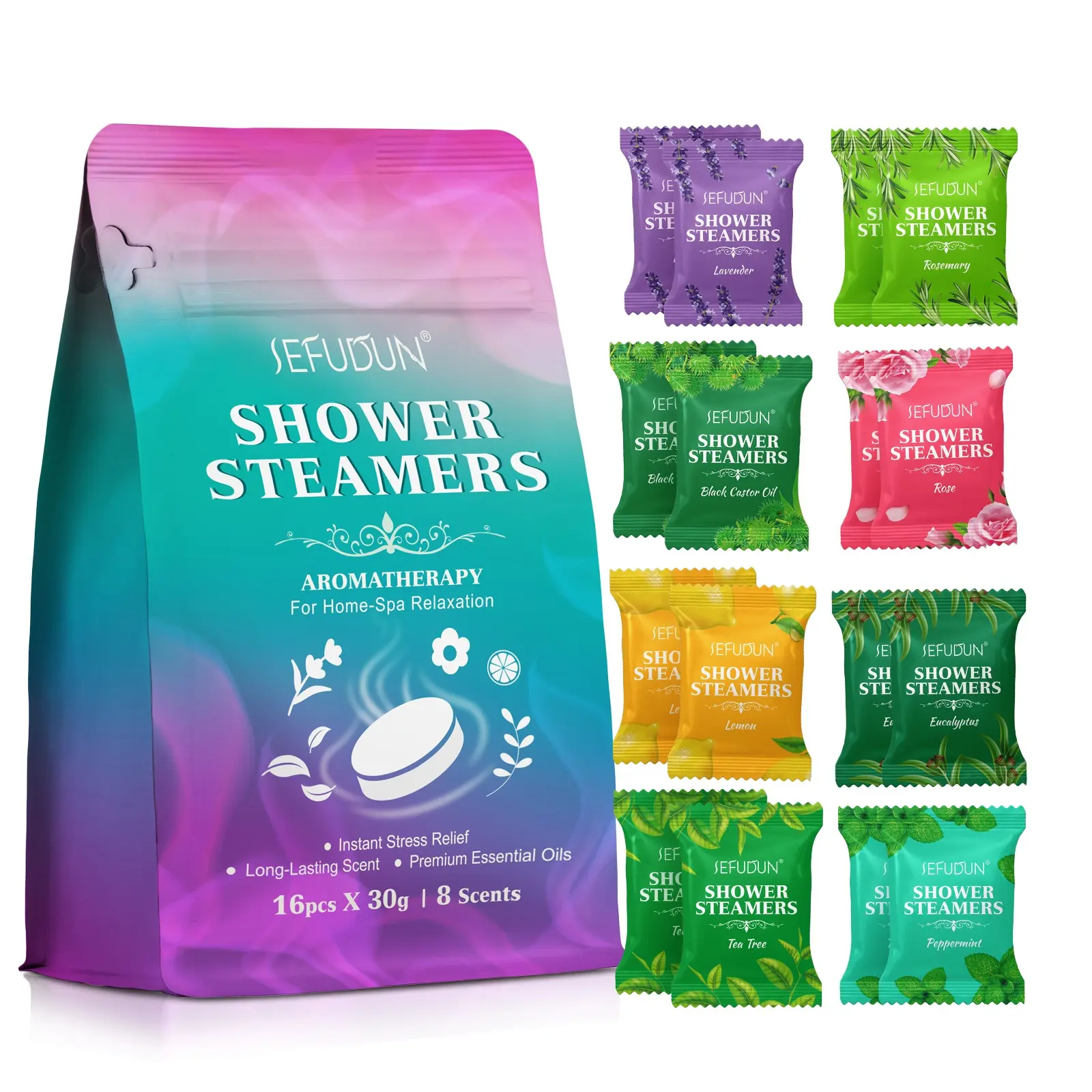 Sefudun Bath Bomb Tablets 8pcs & 16pcs, 8 Scents, Multifunctional Aromatherapy, Relaxing Mood, Self-Care, Experience Different Scent Delight, Shower Products, Body Care Products