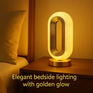 Portable Artificial Crystal Table Lamp, Desk Lamp, USB Rechargeable 3-Color-Changing Touch Control Night Light, Bedside Lamp, Decorative Light For Home Living Room Bedroom