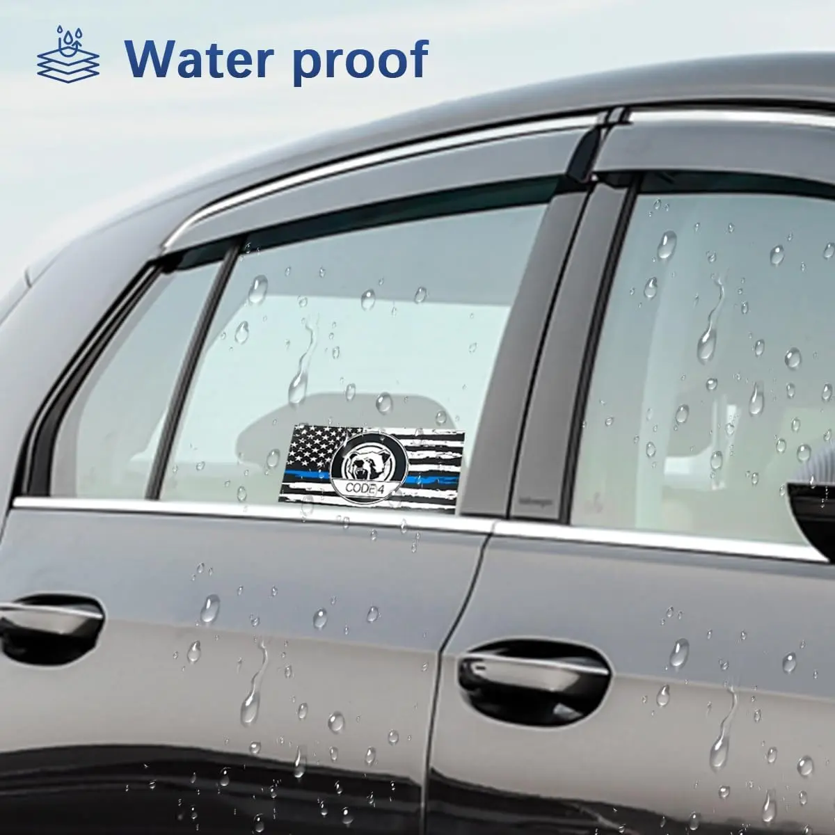 Thin Blue Line Flag Vinyl Sticker, Code 4 Police Support Decal for Cars ...