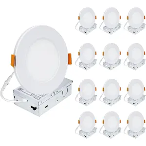 12 Pack 6 Inch Recessed Lights, 5CCT Adjustable LED Ceiling Light, IC Rated Slim Flush Mount Light Fixture for Bedroom Kitchen Bathroom, 12W 1050LM, ETL Certified (6 Inches)