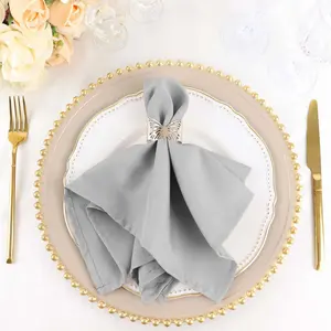 5 Pack Polyester Napkins 17"x17" Silver - Wrinkle Resistant & Easy Care Cloth Napkins