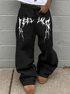 New Men Women American Retro Street Style Striped Print Straight Leg Pants, Casual Loose Versatile Fashion Trend, All Seasons Wear, Casual Chic Bottoms