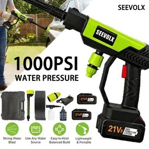 SEEVOLX Cordless Pressure Washer, Bottle Portable Washer for Car, 2 x 3000mAh Batteries & Charger, Home Cleaning & Garden Watering
