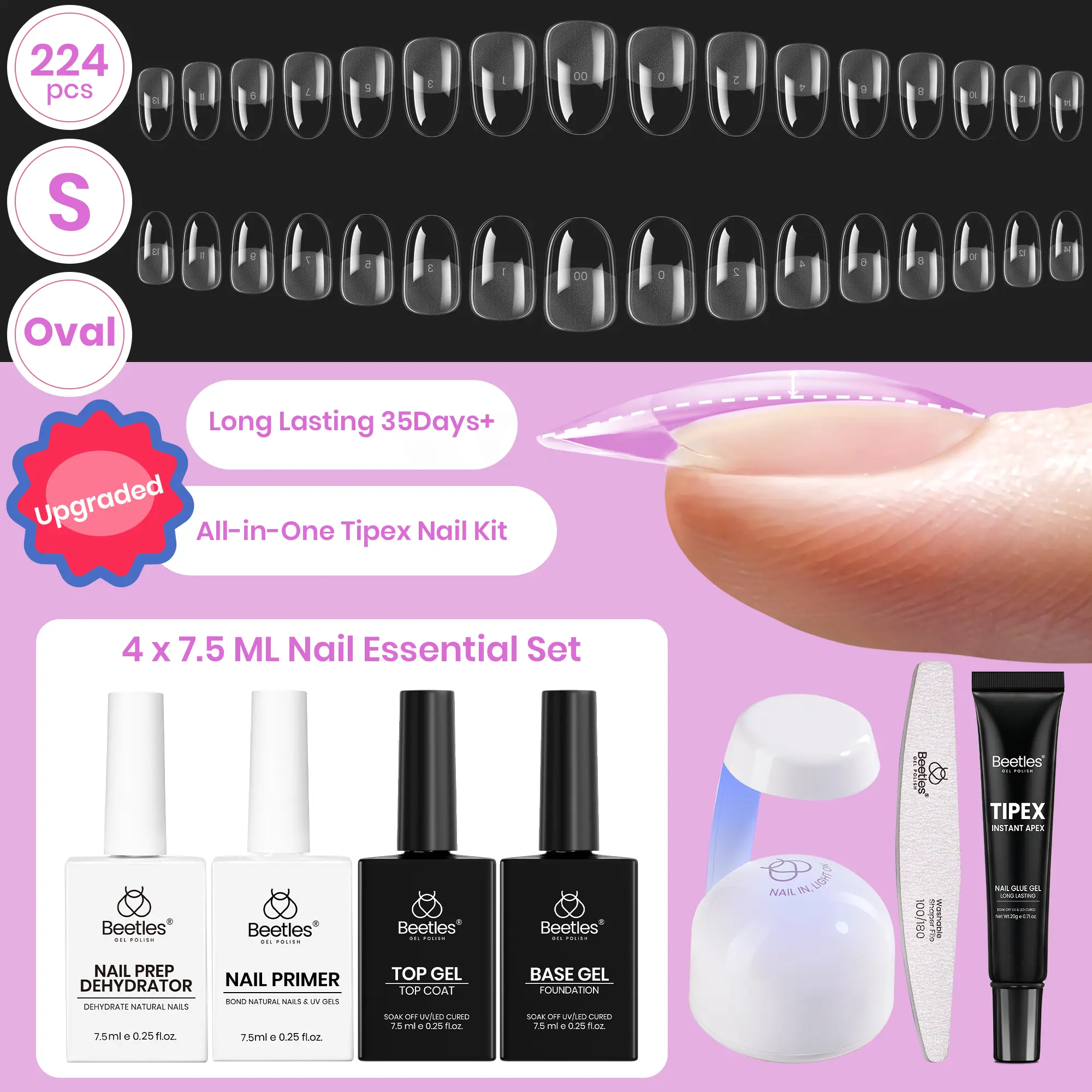 Short Oval 【Kit】16 Sizes-224 Pcs