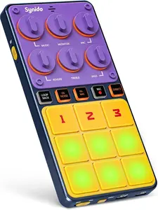 USB C Audio Interface, Portable Rechargeable Live Sound Card DJ Audio Mixer with Built-in Mic, 24bit/96kHz, 48V Phantom Power, Wireless Connection, 2-Channel for Recording Streaming Podcasting