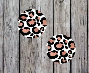 Pink Leopard Car Coasters