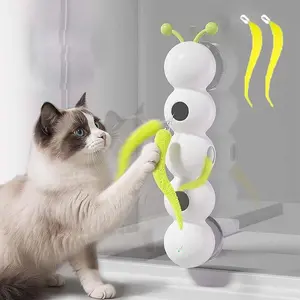 Cat Toys, Interactive Caterpillar Toy with USB Charging, Ultimate Automatic Fluffy Tail Cat Teaser with Motion Sensor and Suction Cup for Indoor Pets to Play Steady catenrichment,Interactive Play Motion Activated Cat Toy