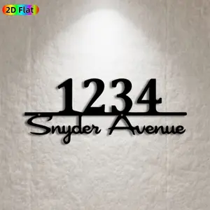 1pc 1234 Snyder Avenue Metal Wall Art,Custom Address Statue Mural,Ideal Gift for New Year,Christmas,Durable Metal Wall Decor Wall Sculptures,Perfect for Home Exterior Wall & Garden Fence,Address Sign Enthusiasts