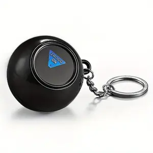 Magic "8" Ball Keychain - Mystical Decision Maker with Blue Accents, Black PP Plastic, Fun Novelty Accessory, Ideal Gift for Valentine's Day & Parties