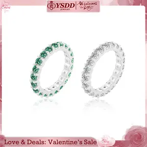 【#248 Ferris Wheel】 Synthetic Moissanite Eternity Band, Round Cut 3mm*20 D Color 925 Sterling Silver Wedding Band Ring for Women